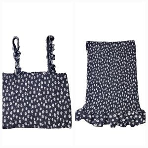 Rue21 Navy and White Floral Midi Skirt